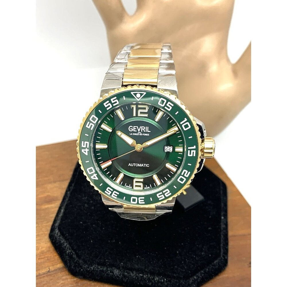 Gevril Men's Watch 46703 Riverside Swiss Automatic Green Dial Two Tone 43mm